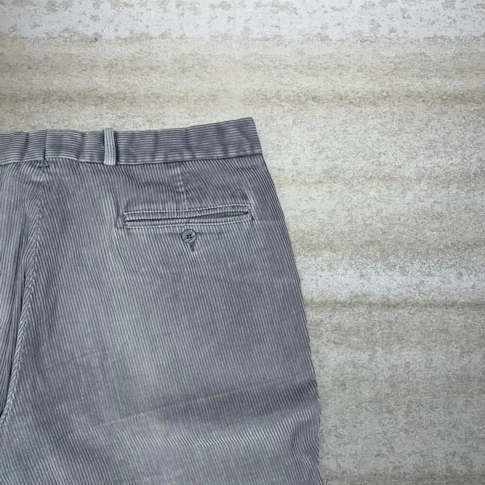 Vintage 90s Levis Corduroy Pants 36x31 Straight Smoke Grey Flat Front Trousers